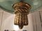 Lampada da soffitto Art Déco in ottone e vetro decorato, Immagine 4