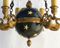 Lámpara de araña francesa Imperio revival de seis brazos con globo celeste, años 20, Imagen 3