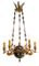 Lámpara de araña francesa Imperio revival de seis brazos con globo celeste, años 20, Imagen 2