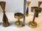 Vintage Scandinavian Brass Candleholders, Set of 6 4