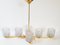 Mid-Century French Brass & Relief Glass Chandelier, 1950s 1