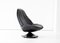 Swedish Black Leather Swivel Lounge Chair, 1960s 9