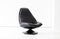 Swedish Black Leather Swivel Lounge Chair, 1960s 1