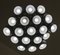 Weiß lackierter italienischer Kronleuchter aus Metall mit 19 Lampenschirmen, 1980er 4