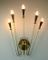 Große 5-Leuchten Atomic Wandlampe aus Messing, 1950er 3