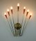 Rote Vintage Wandlampe aus Messing mit 7 Leuchten, 1950er 3