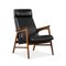 Mid-Century Danish Black Leather Easy Chair, Image 1