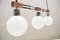 Rosewood & Chrome Hanging Lamp with Three Lights and Glass Globes, 1960s, Image 4