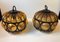 Vintage Caged Amber Glass Pendant Lamps, Set of 2, Image 7
