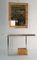 Vintage Burl, Chrome, and Brass Console and Mirror, Image 5