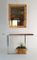 Vintage Burl, Chrome, and Brass Console and Mirror 2