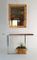 Vintage Burl, Chrome, and Brass Console and Mirror, Image 2