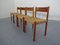 Teak & Papercord Dining Chairs by Poul M. Volther for Frem Røjle, 1960s, Set of 4 3
