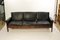 Danish Rosewood and Black Leather Sofa, 1960s 1