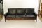 Danish Rosewood and Black Leather Sofa, 1960s, Image 1