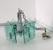 Chromed Metal & Aquamarine Glass 4-Light Chandelier, 1970s 5