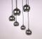German Ceiling Lamp with 6 Chromed Metal Globes, 1970s 7