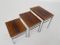 Vintage Chromed Metal & Rosewood Nesting Tables, 1960s, Set of 3 7