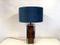 Table Lamp in Burl Wood, Brass, & Chrome, 1970s 1