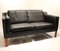 Modell 2212 2-Sitzer Sofa aus schwarzem Leder & Mahagoni von Børge Mogensen für Fredericia, 1980er 2