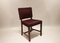 Mahogany & Red Fabric Dining Chairs from Fritz Hansen, 1930s, Set of 4 2