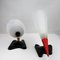 Mid-Century Red & Black Acrylic Glass Cone Wall Lamps, 1960s, Set of 2 9