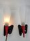 Mid-Century Red & Black Acrylic Glass Cone Wall Lamps, 1960s, Set of 2 12
