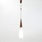 Mid-Century Teak and Opaline Glass Pendant Lamp, 1960s 2