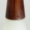 Mid-Century Teak and Opaline Glass Pendant Lamp, 1960s 4