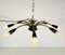 Lámpara de araña Sputnik Mid-Century de latón con ocho brazos, Imagen 3