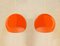 Lámparas colgante Mid-Century de vidrio opalino naranja. Juego de 2, Imagen 7