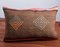 Brown-Pink Hand Embroidered Wool & Cotton Kilim Pillow by Zencef 1