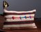 White-Brown-Blue-Striped Handmade Wool & Cotton Kilim Pillow by Zencef 5