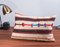 White-Brown-Blue-Striped Handmade Wool & Cotton Kilim Pillow by Zencef 7