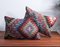 Southwestern Design Green-Red-Blue Handmade Wool & Cotton Kilim Pillow by Zencef 1