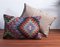 Southwestern Design Green-Red-Blue Handmade Wool & Cotton Kilim Pillow by Zencef 3