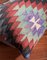 Southwestern Design Green-Red-Blue Handmade Wool & Cotton Kilim Pillow by Zencef 10
