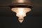 Art Nouveau French Brass & Cut Blown Glass Flush Mount Ceiling Lamp, 1900s 7