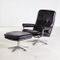 Chaise Mid-Century Vintage en Cuir avec Ottomane, 1960s 3