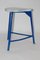 Mid-Century Industrial White and Blue Stool, 1950s 2