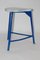 Mid-Century Industrial White and Blue Stool, 1950s, Image 2