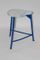 Mid-Century Industrial White and Blue Stool, 1950s 3