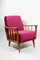Vintage Raspberry Velvet Armchair, 1960s 2