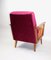 Vintage Raspberry Velvet Armchair, 1960s 9