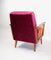 Vintage Raspberry Velvet Armchair, 1960s, Image 9