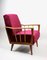 Vintage Raspberry Velvet Armchair, 1960s 16