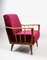 Vintage Raspberry Velvet Armchair, 1960s, Image 16