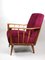 Vintage Raspberry Velvet Armchair, 1960s 10