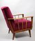 Vintage Raspberry Velvet Armchair, 1960s, Image 13