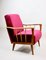 Vintage Raspberry Velvet Armchair, 1960s 6